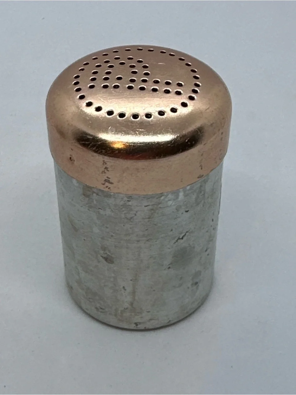 Vintage Spun  Aluminum Salt and Pepper Shakers with Copper-tone Lids Hong Kong